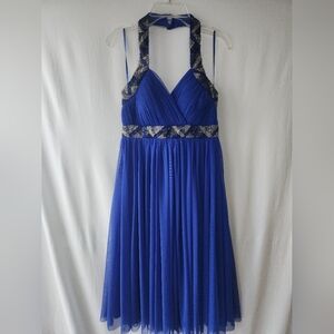 JS Boutique Beaded Halter Knee Length Purple Dress Size 2
